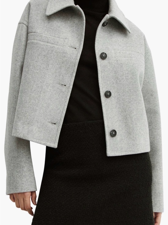 Mango Jackets & Blazers - Mango Cropped Pea Coat in Light Gray
